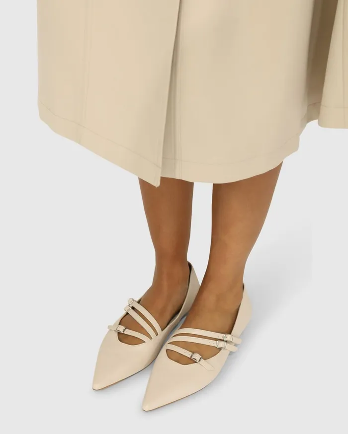 Women Shoes Belle and Bloom Begin Again Buckled Flat 8211 Beige