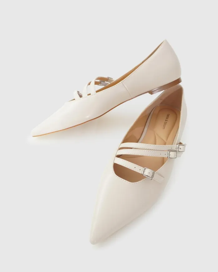 Women Shoes Belle and Bloom Begin Again Buckled Flat 8211 Beige