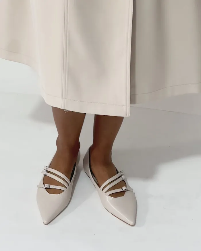 Women Shoes Belle and Bloom Begin Again Buckled Flat 8211 Beige