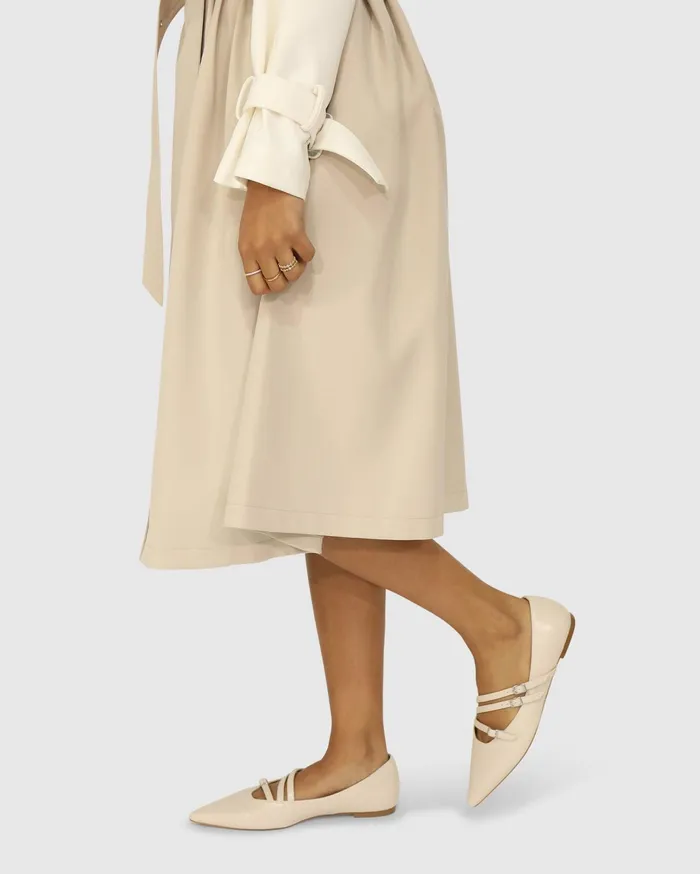 Women Shoes Belle and Bloom Begin Again Buckled Flat 8211 Beige
