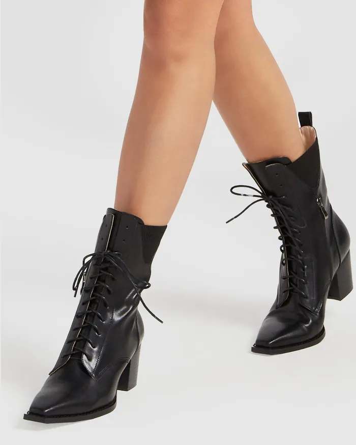 Women Shoes Belle and Bloom Jumping Ship Laced Boot 8211 Black
