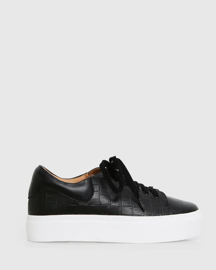 Women Shoes Belle and Bloom Just A Dream Croc Leather Sneaker 8211 Black