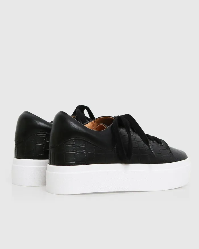 Women Shoes Belle and Bloom Just A Dream Croc Leather Sneaker 8211 Black