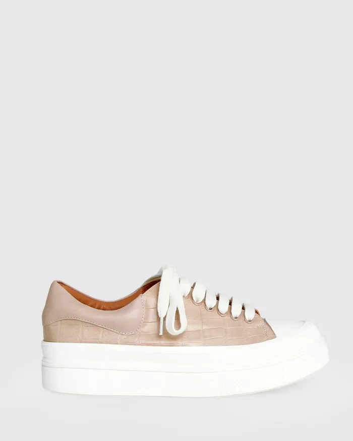 Women Shoes Belle and Bloom Just A Dream Croc Leather Sneaker 8211 Blush