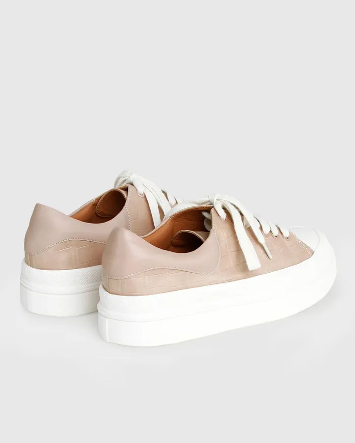 Women Shoes Belle and Bloom Just A Dream Croc Leather Sneaker 8211 Blush