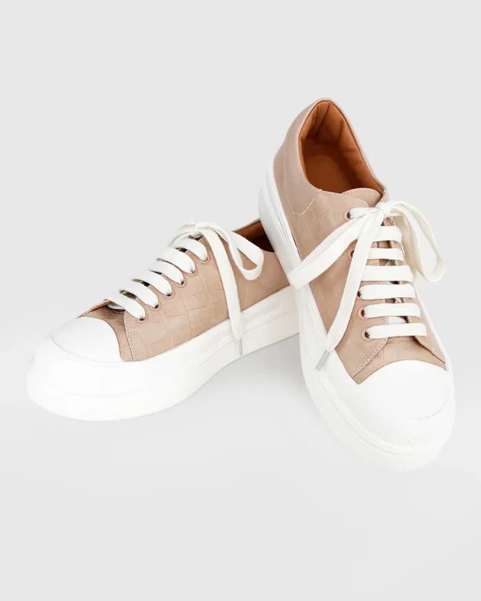 Women Shoes Belle and Bloom Just A Dream Croc Leather Sneaker 8211 Blush