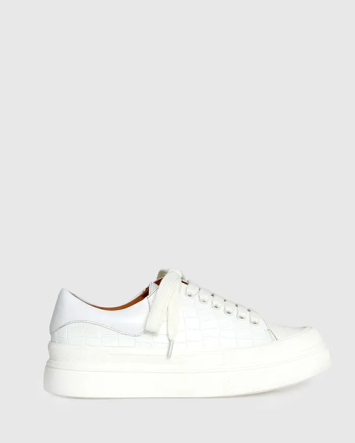 Women Shoes Belle and Bloom Just A Dream Croc Leather Sneaker 8211 White