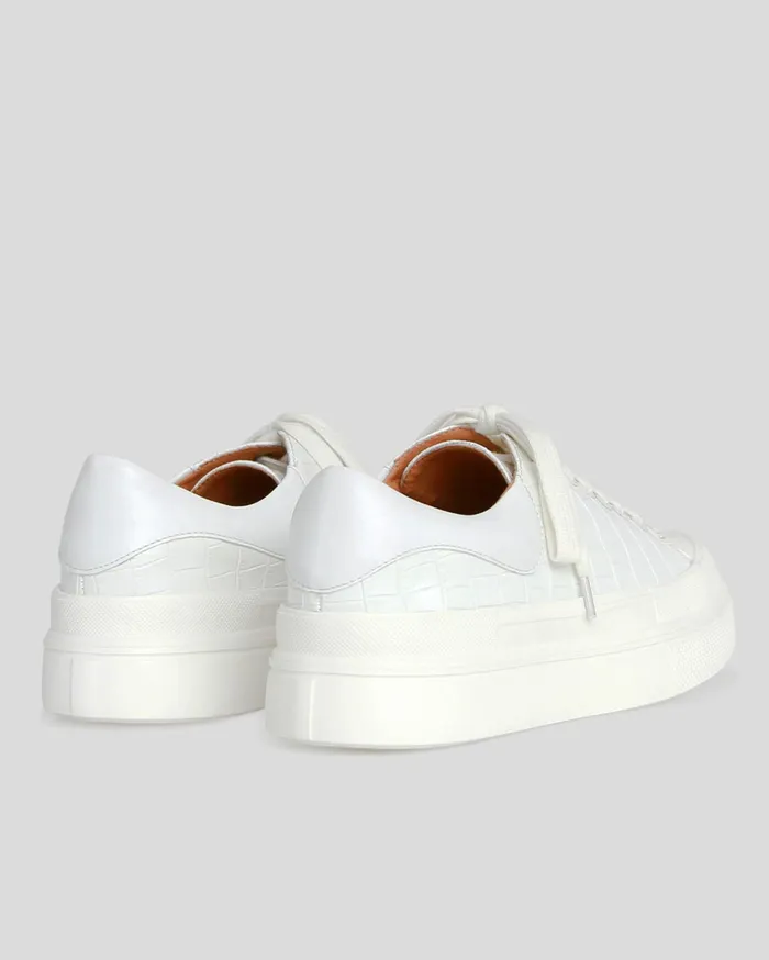 Women Shoes Belle and Bloom Just A Dream Croc Leather Sneaker 8211 White
