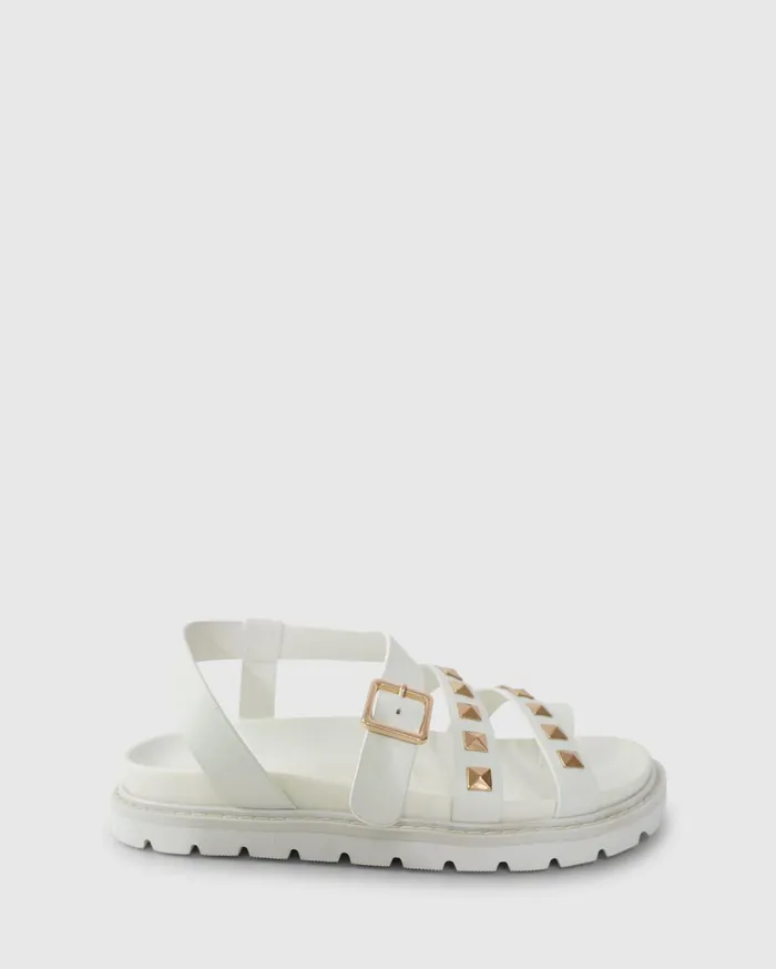 Women Shoes Belle and Bloom Morning Mood Chunky Stud Sandal 8211 Cream