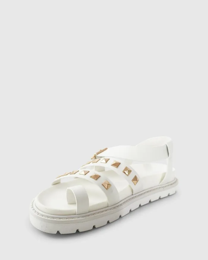 Women Shoes Belle and Bloom Morning Mood Chunky Stud Sandal 8211 Cream
