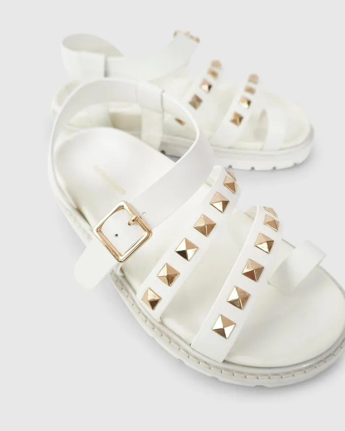 Women Shoes Belle and Bloom Morning Mood Chunky Stud Sandal 8211 Cream