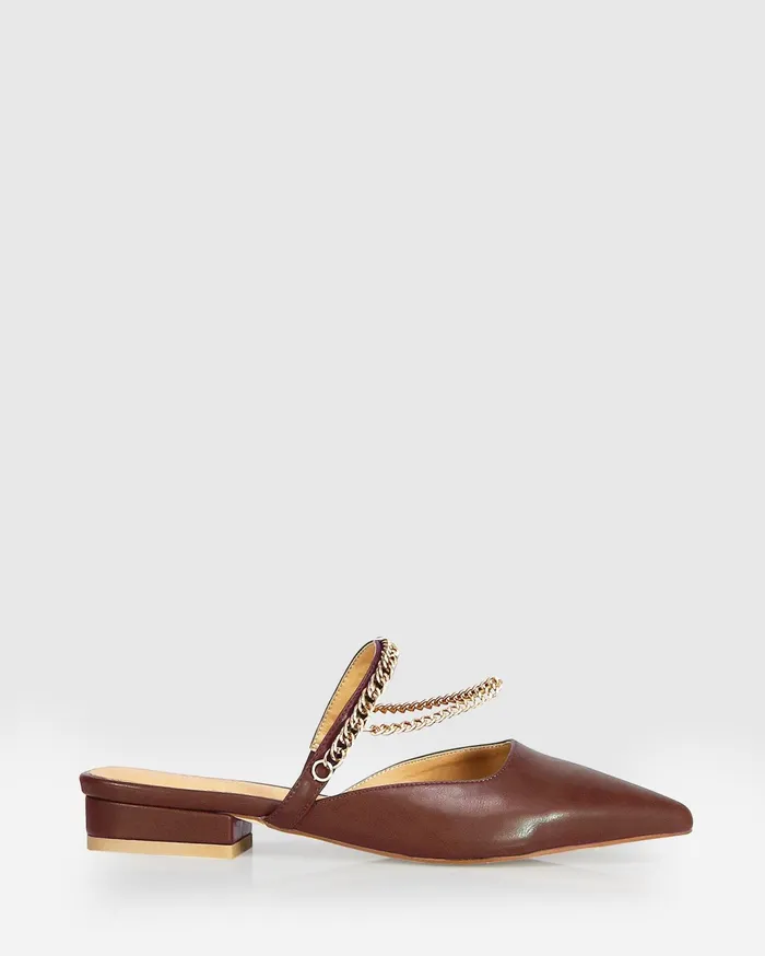 Women Shoes Belle and Bloom On The Go Leather Flat 8211 Chocolate