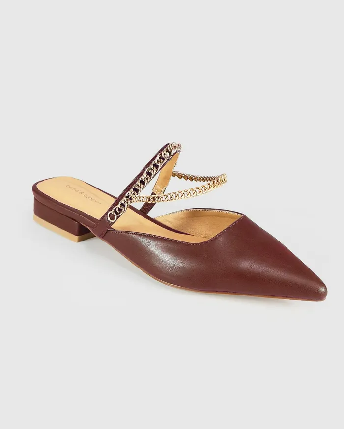 Women Shoes Belle and Bloom On The Go Leather Flat 8211 Chocolate