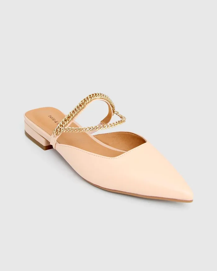 Women Shoes Belle and Bloom On The Go Leather Flat 8211 Nude