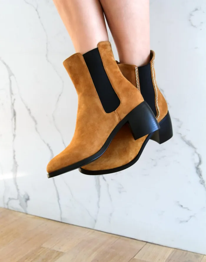 Women Shoes Belle and Bloom Remember Tonight Suede Chelsea Boot 8211 Camel FINAL SALE