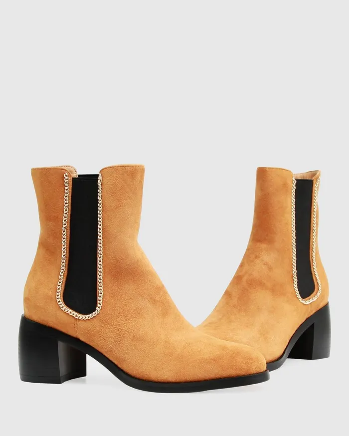 Women Shoes Belle and Bloom Remember Tonight Suede Chelsea Boot 8211 Camel FINAL SALE