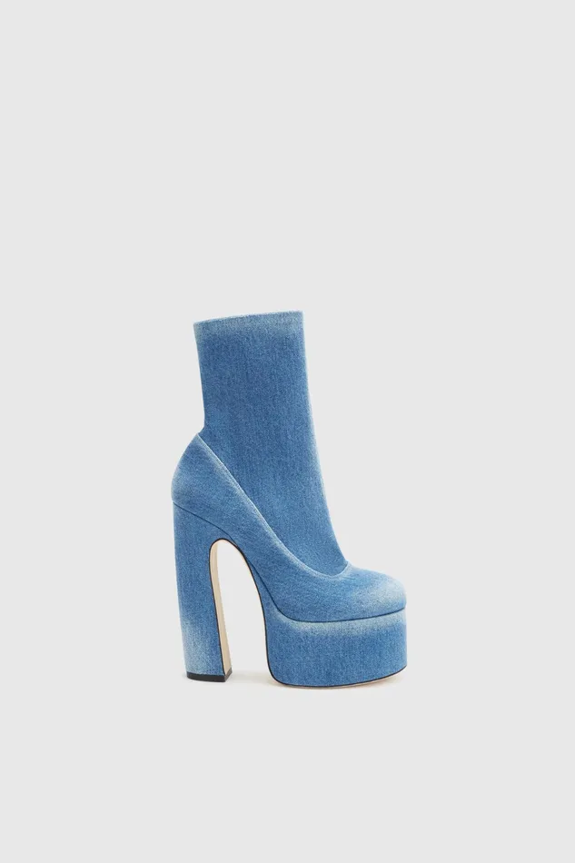 Women Shoes Ermanno Scervino Denim Ankle Boot Blue Denim