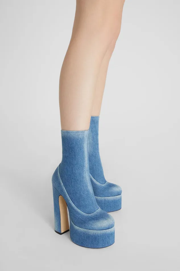 Women Shoes Ermanno Scervino Denim Ankle Boot Blue Denim