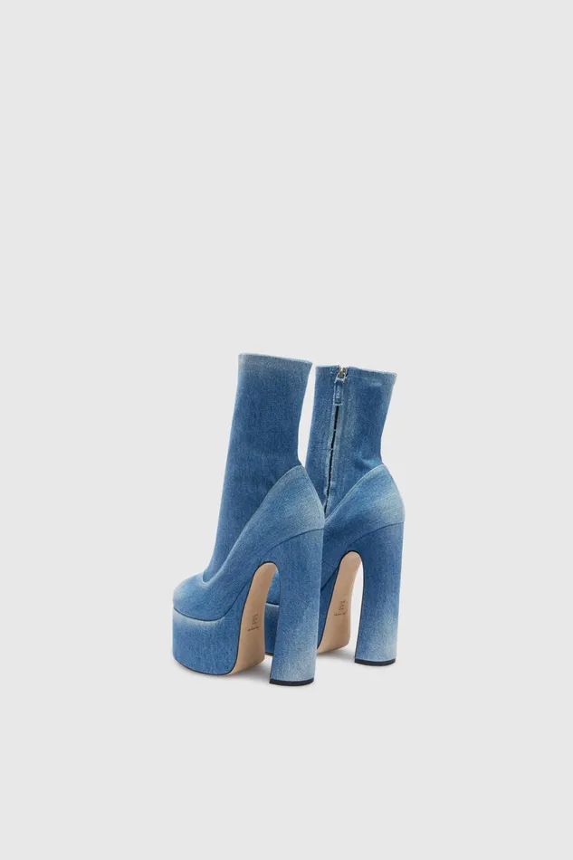 Women Shoes Ermanno Scervino Denim Ankle Boot Blue Denim