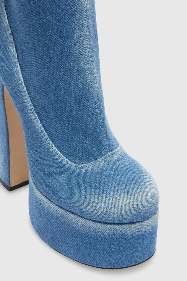 Women Shoes Ermanno Scervino Denim Ankle Boot Blue Denim