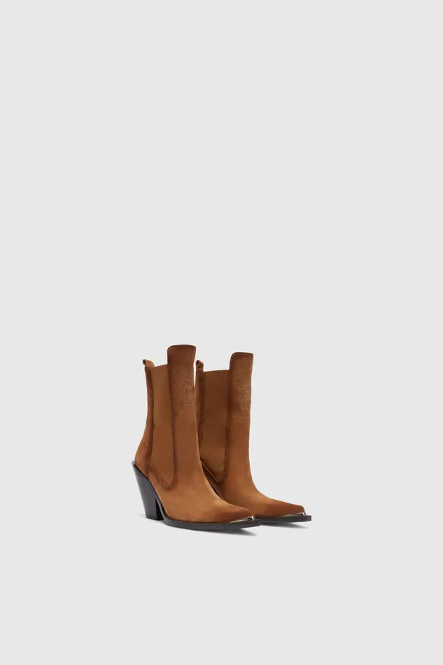 Women Shoes Ermanno Scervino Higt Brown Suede Boots With Heel 8211 Ermanno Scervino Brown