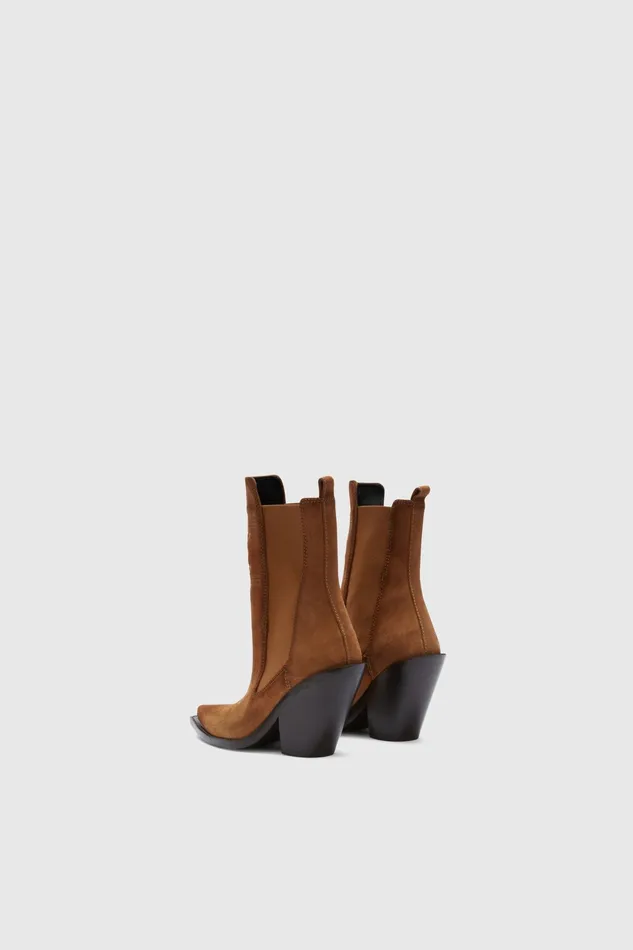 Women Shoes Ermanno Scervino Higt Brown Suede Boots With Heel 8211 Ermanno Scervino Brown