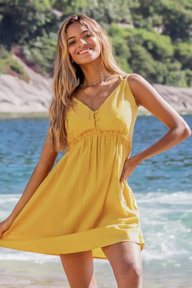 Women Short Dresses Cupshe Bright Yellow Lace Up Mini Dress Yellow