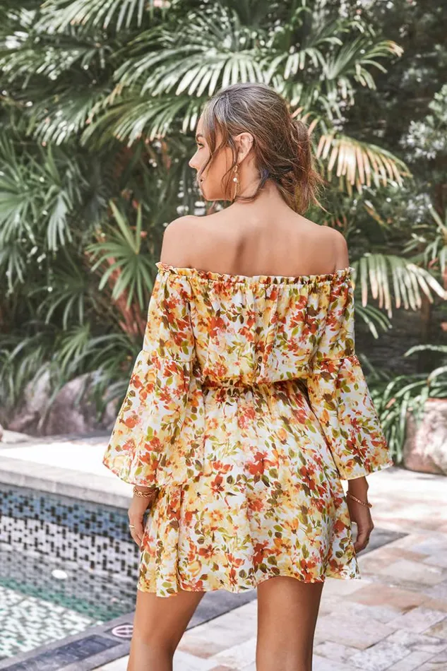 Women Short Dresses Cupshe Carlene Fringe Elastic Waist AShape Dress Multicolor