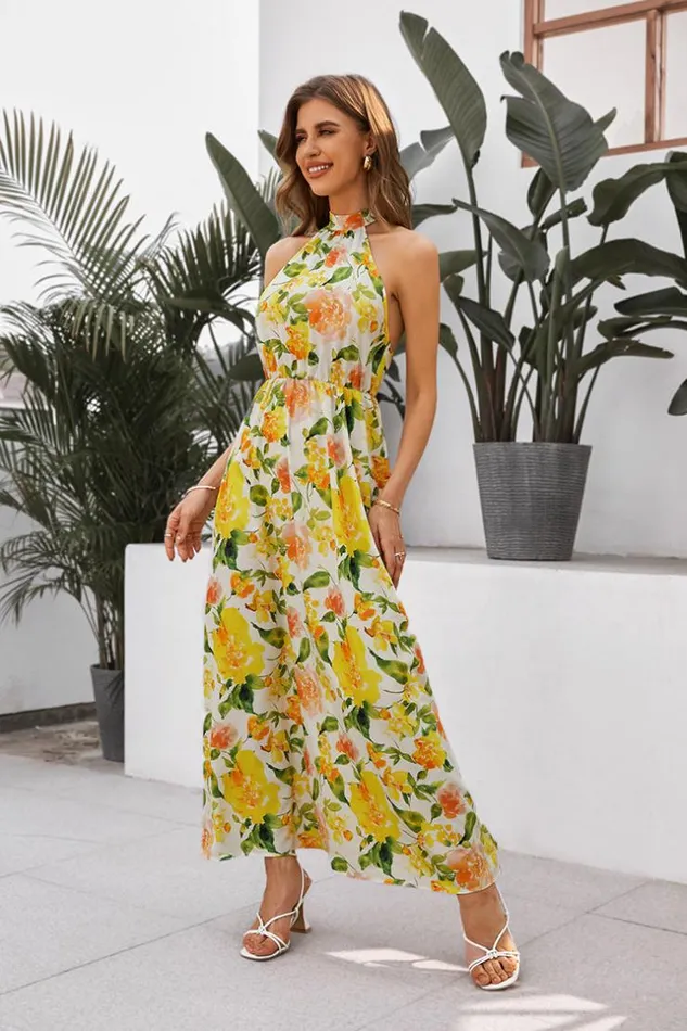 Women Short Dresses Cupshe Carlene Round Neck Elastic Waist AShape Dress Multicolor