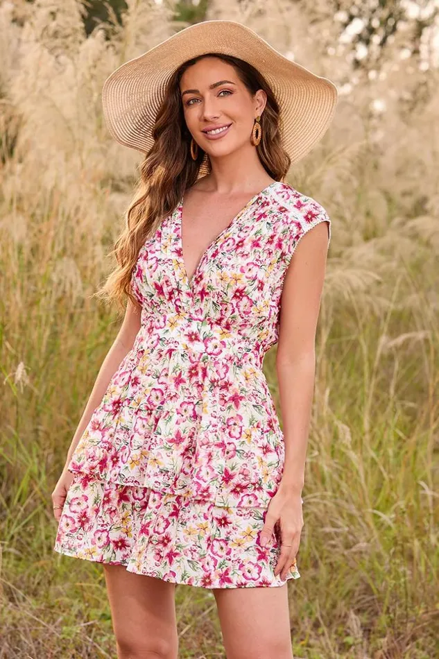 Women Short Dresses Cupshe Cierra Sleeveless Floral Short Dress Multicolor