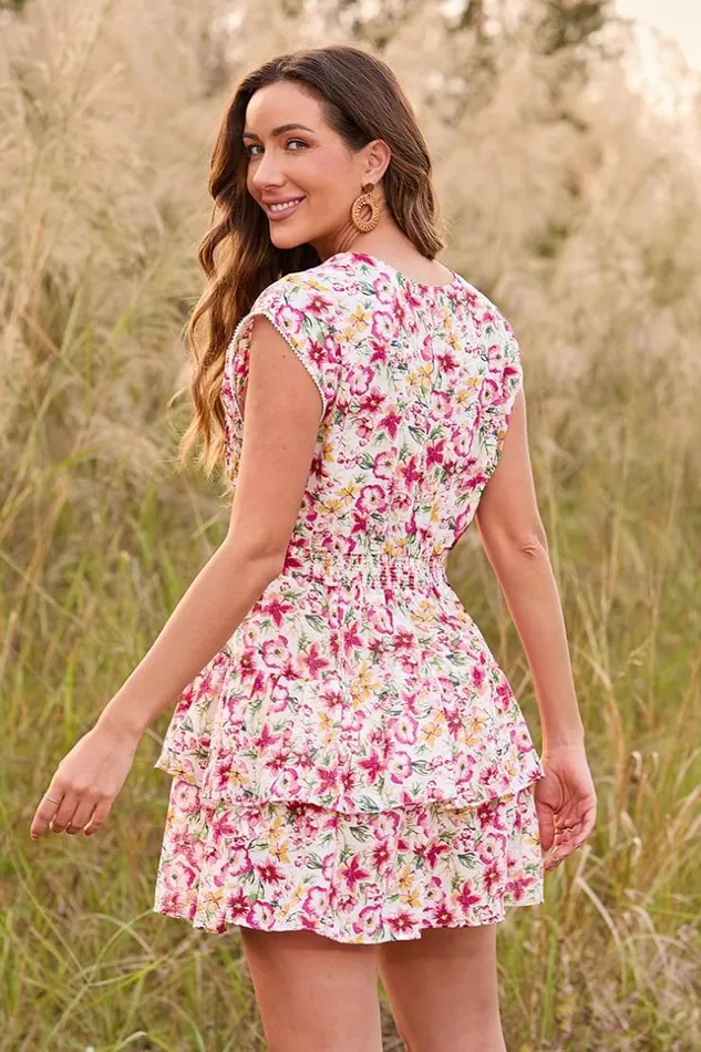 Women Short Dresses Cupshe Cierra Sleeveless Floral Short Dress Multicolor