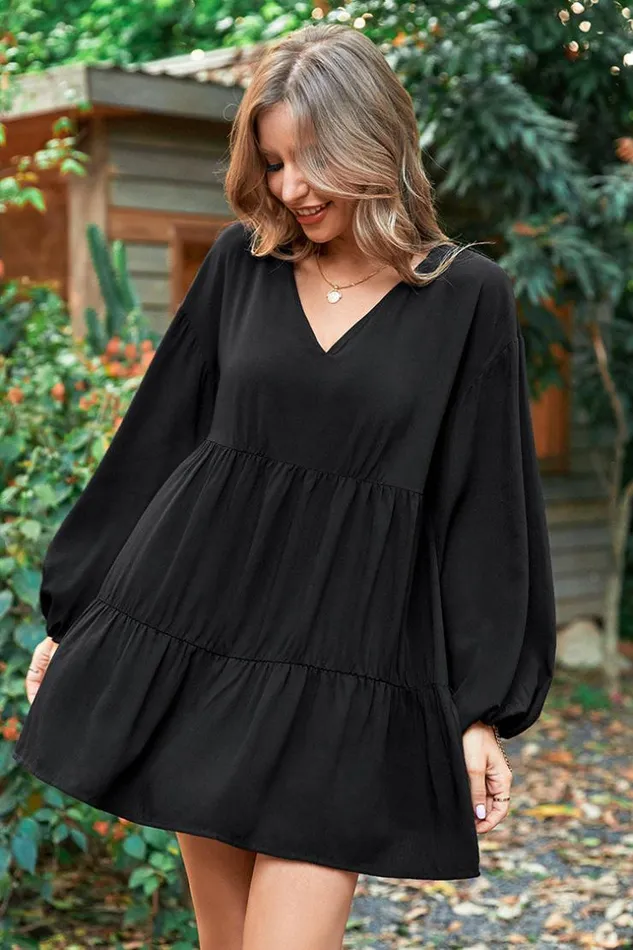Women Short Dresses Cupshe Cofete Black Vneck AShape Dress Black