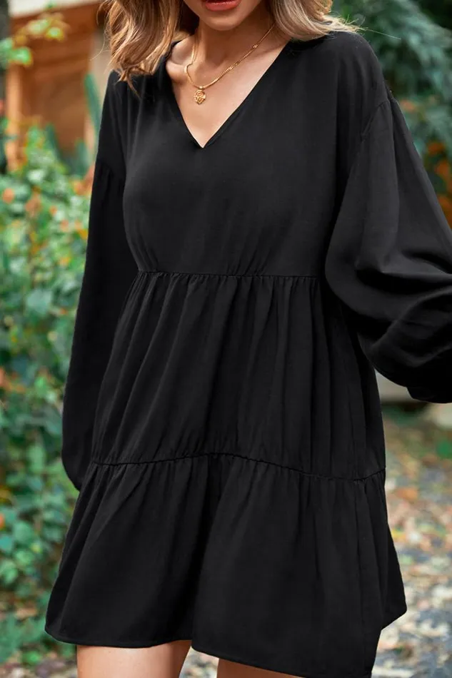 Women Short Dresses Cupshe Cofete Black Vneck AShape Dress Black