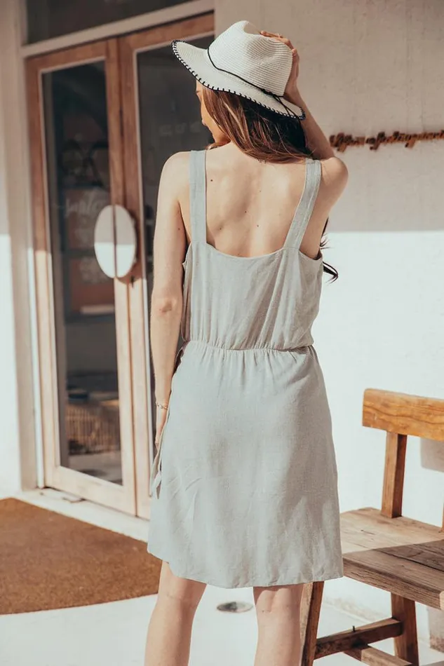Women Short Dresses Cupshe Jeanette Oring Wrap Tie Waist Dress Beige