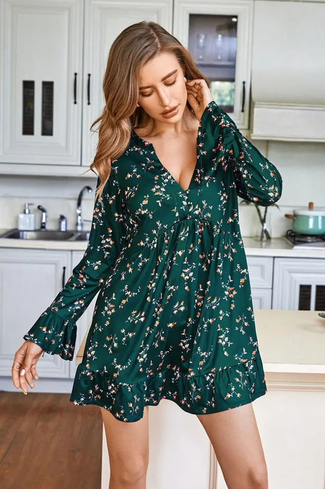 Women Short Dresses Cupshe Londyn Vneck Ditsy AShape Dress Green
