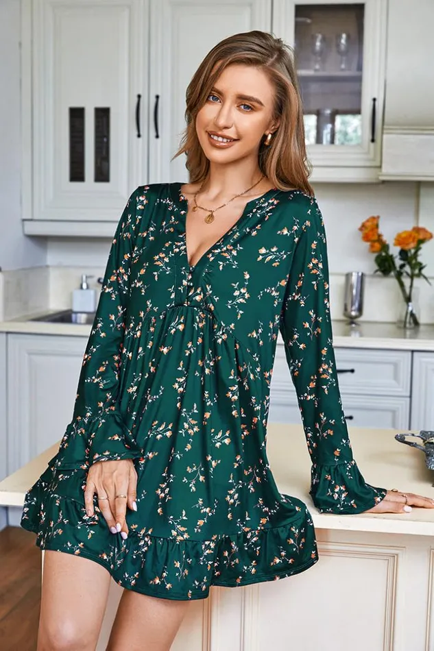 Women Short Dresses Cupshe Londyn Vneck Ditsy AShape Dress Green