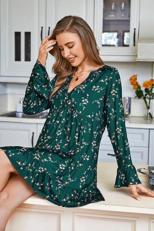Women Short Dresses Cupshe Londyn Vneck Ditsy AShape Dress Green