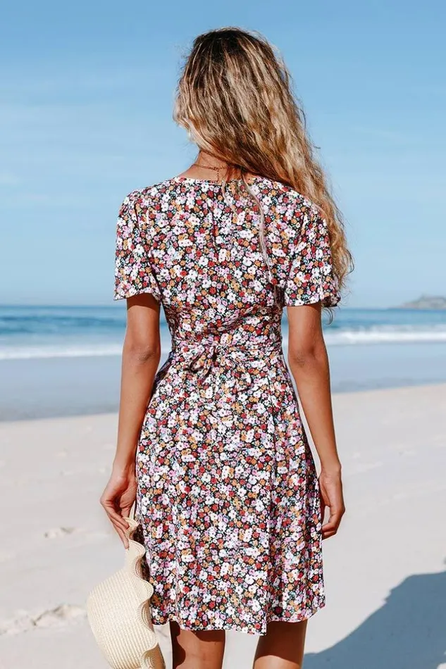 Women Short Dresses Cupshe Mckinley Ditsy Floral Button Front Dress Multicolor
