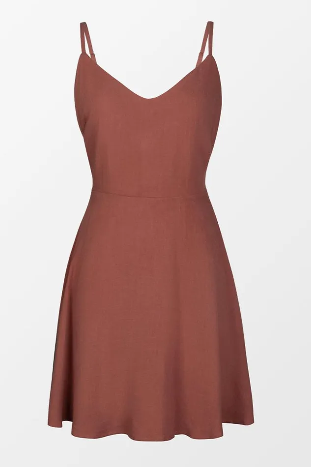 Women Short Dresses Cupshe Nyah Cut Out Bow Tie AShape Dress Brown