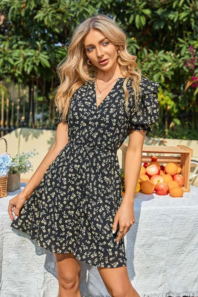 Women Short Dresses Cupshe Palizzi Bubble Sleeve Ditsy Ruching Dress Multicolor Women Short Dresses Cupshe Palizzi Bubble Sleeve Ditsy Ruching Dress Multicolor