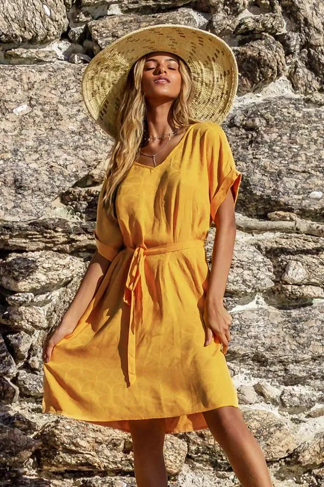 Women Short Dresses Cupshe Yellow Vneck Side Slit Dress Yellow