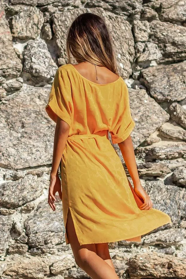 Women Short Dresses Cupshe Yellow Vneck Side Slit Dress Yellow