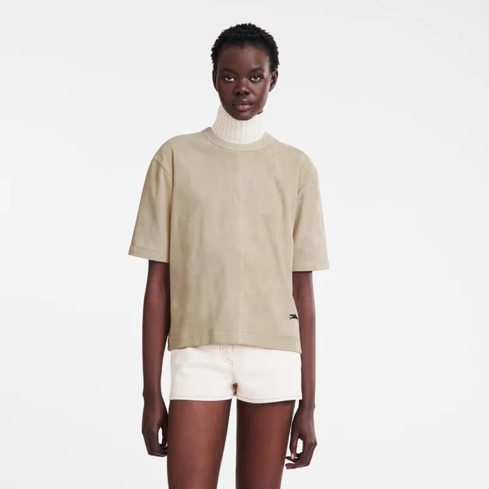 Women Short Leather Top Linen Longchamp Tops and Blouses