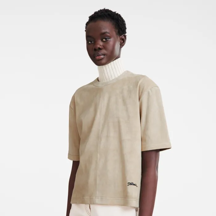 Women Short Leather Top Linen Longchamp Tops and Blouses