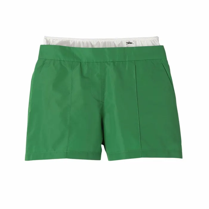 Women Short Pants With Belt Patch Green Longchamp Trousers and Shorts