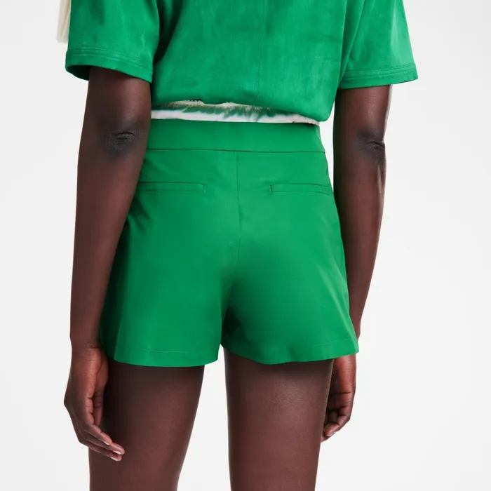 Women Short Pants With Belt Patch Green Longchamp Trousers and Shorts