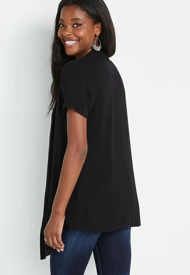Women Short Sleeve Open Front Cardigan Maurices Tops