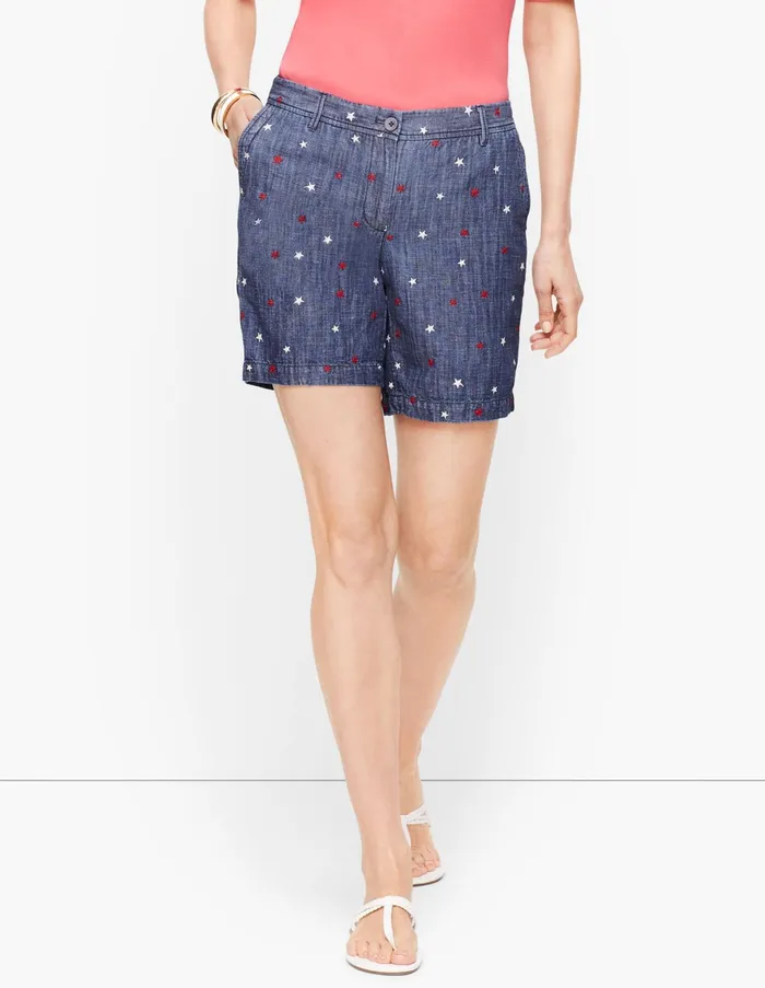 Women Shorts Talbots Relaxed Chino Shorts Dark Wash