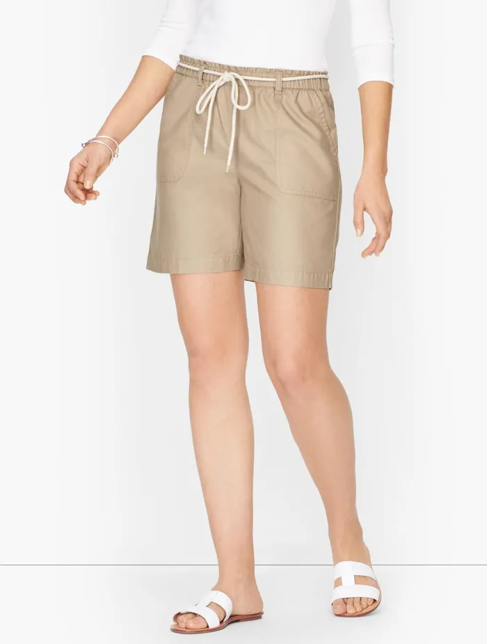 Women Shorts Talbots SUMMER TWILL PULLON SHORTS Clay Pebble