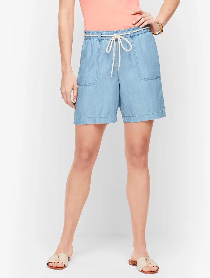 Women Shorts Talbots SUMMER TWILL PULLON SHORTS Light Wash